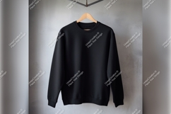 Black Sweatshirt Tshirt Mockup Hanging On A Hanger Product Image 1
