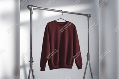 Maroon Sweatshirt On Rack Tshirt Mockup Product Image 1