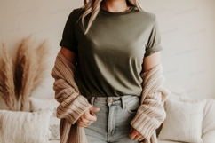 Olive green t shirt mockup image Product Image 1
