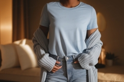 Light blue t shirt and denim jeans image Product Image 1