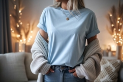 Light blue t shirt mockup casual Product Image 1