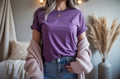 Purple shirt casual outfit mockup image Product Image 1