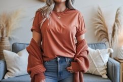 Terracotta shirt denim jeans mockup Product Image 1