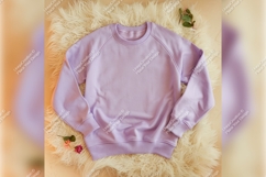 Light Purple Sweatshirt On Furry Rug Tshirt Mockup Product Image 1