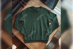 Forest Green Tshirt Mockup On Wooden Table Product Image 1