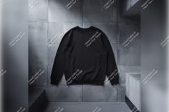 Black Crewneck Tshirt Mockup On Concrete Background Product Image 1