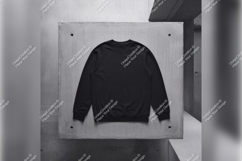 Black Tshirt Mockup On A Concrete Background Product Image 1