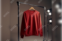 Red Sweatshirt On Hanger Tshirt Mockup Studio Product Image 1