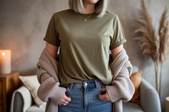 Olive green t shirt mockup image Product Image 1