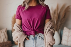 Magenta tee tied jeans knit Product Image 1