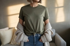 Olive green t shirt mockup image Product Image 1