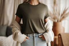 Olive green t shirt mockup image Product Image 1