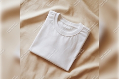 Folded White Tshirt Mockup On Fabric Surface Product Image 1