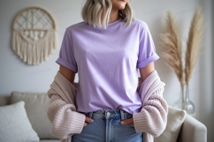 Lavender t shirt casual outfit image Product Image 1