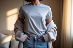Light blue t shirt and denim jeans image Product Image 1