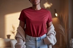 Crimson tee light wash denim cardigan image Product Image 1