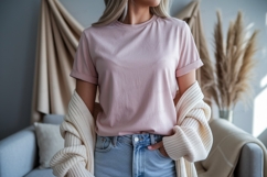 Pink shirt denim jeans cardigan image Product Image 1