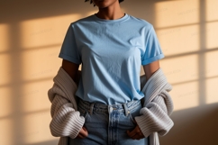 Blue shirt denim jeans cardigan mockup image Product Image 1