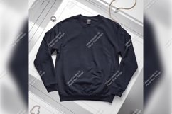 Navy Blue Sweatshirt Tshirt Mockup Flat Lay Product Image 1