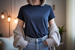 Navy blue t shirt and denim jeans image Product Image 1