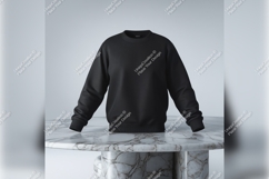 Black Tshirt Mockup On Marble Table Display Product Image 1