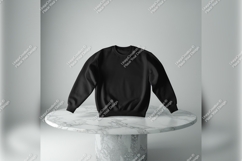 Black Sweatshirt On A Marble Table Tshirt Mockup Product Image 1