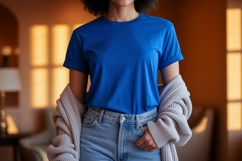 Blue shirt denim jeans cardigan image Product Image 1