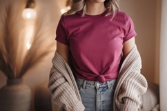 Magenta shirt denim jeans cardigan image Product Image 1