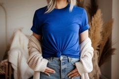 Blue shirt tied jeans cardigan image Product Image 1