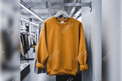 Gold Tshirt Mockup On Hanger In Store Product Image 1