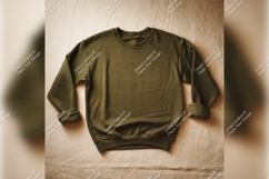 Olive Green Tshirt Mockup On Fabric Background Product Image 1