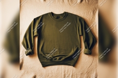 Olive Green Tshirt Mockup On Fabric Texture Product Image 1