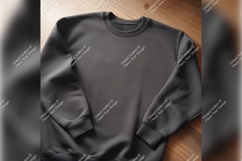 Gray Sweatshirt Tshirt Mockup On Wooden Background Product Image 1