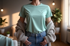 Mint shirt denim jeans cardigan image Product Image 1