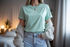 Mint tee light jeans cardigan image Product Image 1