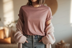 Rose shirt denim Mockup jeans Product Image 1