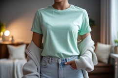 Mint green t shirt mockup image Product Image 1