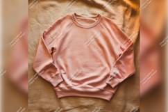 Peach Sweatshirt Mockup On Burlap Surface Product Image 1