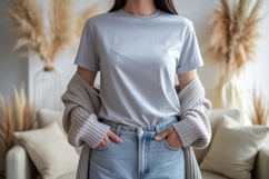Light blue t shirt and denim jeans mockup Product Image 1