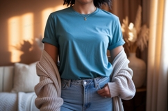 Blue t shirt light jeans cardigan image Product Image 1