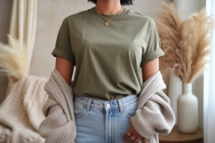 Olive green t shirt mockup image Product Image 1