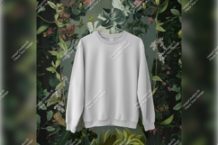 White Sweatshirt Tshirt Mockup On Floral Background Product Image 1