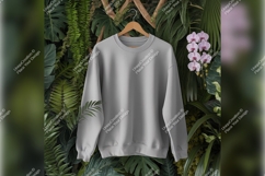 Gray Sweatshirt Tshirt Mockup Tropical Backdrop Product Image 1