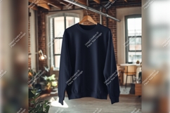 Navy Sweatshirt On Hanger Tshirt Mockup Interior Product Image 1