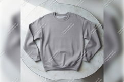 Gray Tshirt Mockup Sweatshirt On Marble Table Product Image 1