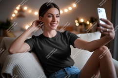 Woman black t shirt mockup image Product Image 1
