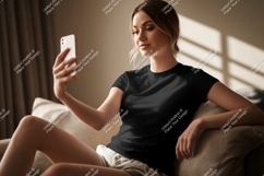Woman black t shirt mockup image Product Image 1