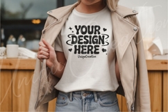 Minimalist White Female T-Shirt Mockup Product Image 1