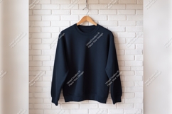 Navy Blue Sweatshirt Tshirt Mockup On Hanger Product Image 1