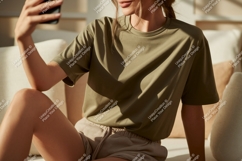 Olive green t shirt mockup image Product Image 1